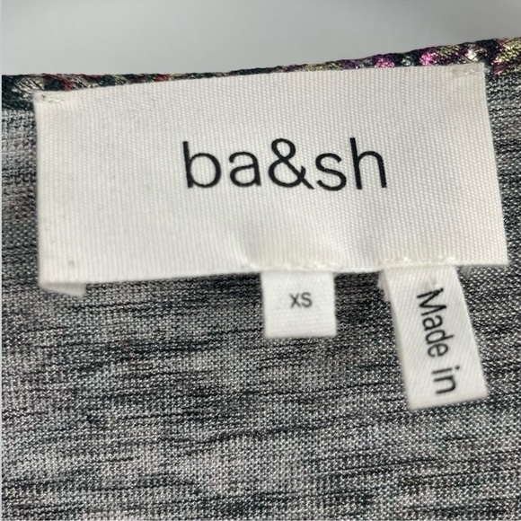 Ba&sh Shopbop Gala Puff Sleeve Metallic Paisley Floral Mini Dress Noir size xs 2 - Picture 6 of 16